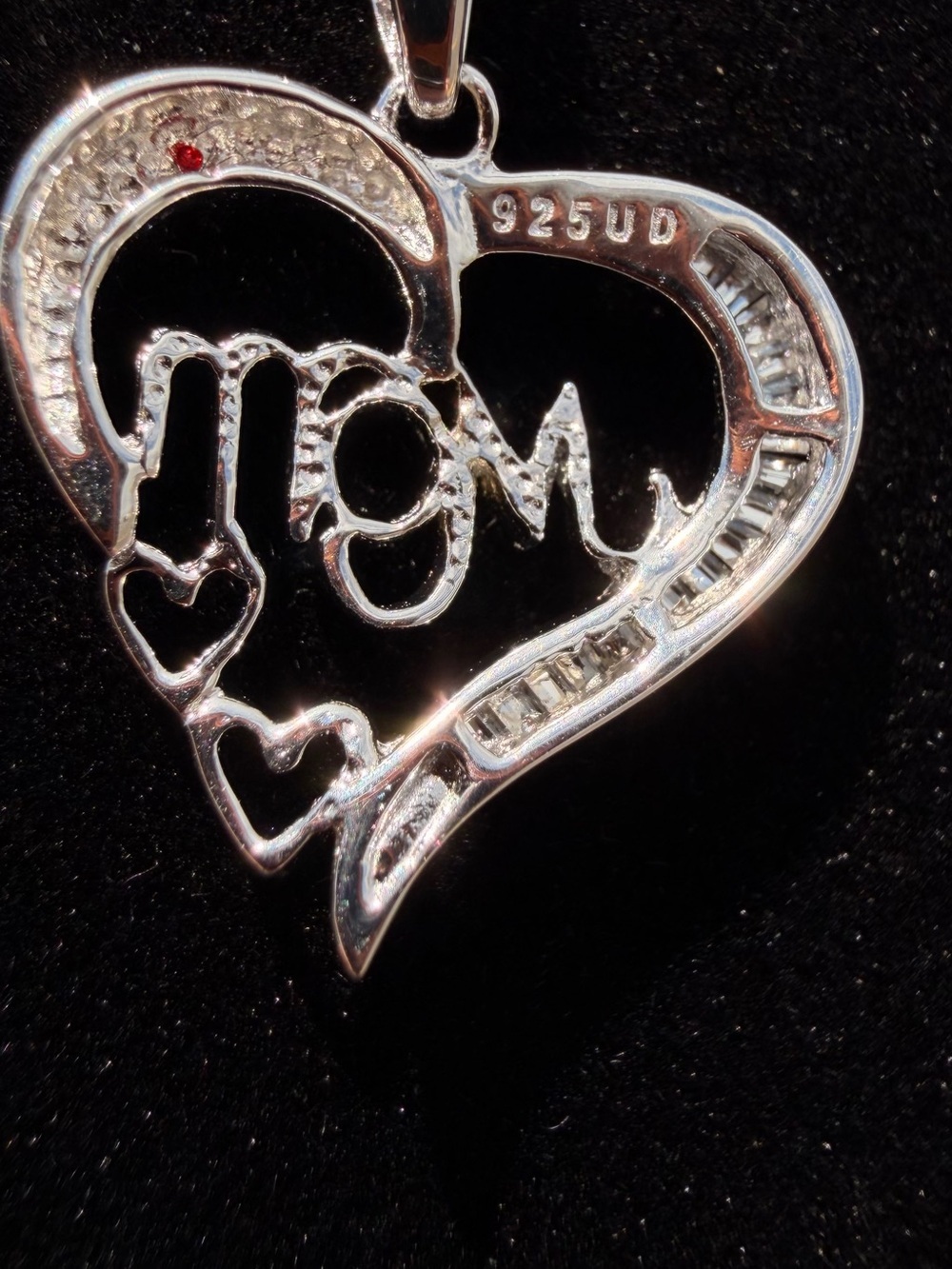 Diamond Mom Heart Necklace 0.12 CTW 14K White Gold Over Sterling 18” - Picture 5 of 10